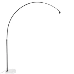 QAZQA Schlafzimmerlampen|Esszimmerlampen*Moderne schwarze Bogenlampe mit weißem, verstellbarem Gestell ohne Schirm - XXL