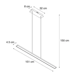 QAZQA Küchenlampen|Esszimmerlampen*Moderne schwarze Hängelampe 150 cm inkl. LED - Banda