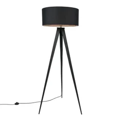 QAZQA Stehlampen|Wohnzimmerlampen*Moderne schwarze Stehlampe mit schwarzem Schirm - Ilse