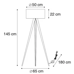 QAZQA Stehlampen|Wohnzimmerlampen*Moderne schwarze Stehlampe mit schwarzem Schirm - Ilse