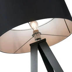 QAZQA Stehlampen|Wohnzimmerlampen*Moderne schwarze Stehlampe mit schwarzem Schirm - Ilse