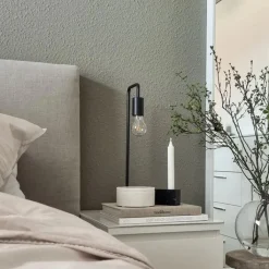 QAZQA Tischlampen|Wohnzimmerlampen*Moderne schwarze Tischlampe - Facil