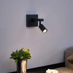 QAZQA Wandleuchten|Wohnzimmerlampen*Moderne schwarze Wandleuchte mit USB-C, neigbar - Rex