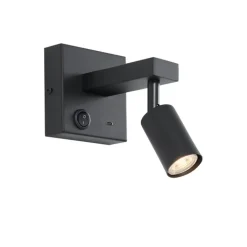 QAZQA Wandleuchten|Wohnzimmerlampen*Moderne schwarze Wandleuchte mit USB-C, neigbar - Rex