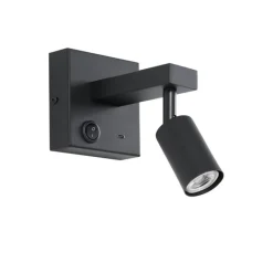 QAZQA Wandleuchten|Wohnzimmerlampen*Moderne schwarze Wandleuchte mit USB-C, neigbar - Rex