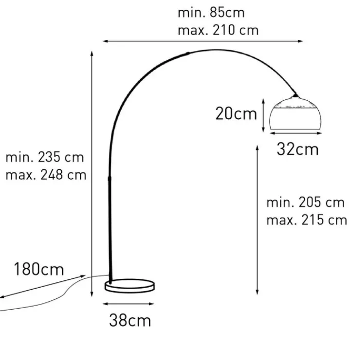 QAZQA Bogenlampen|Stehlampen*Moderne Schwarz-Weiß-verstellbare Bogenleuchte - XXL
