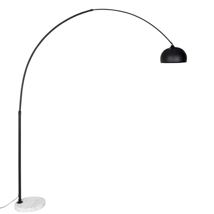 QAZQA Bogenlampen|Stehlampen*Moderne Schwarz-Weiß-verstellbare Bogenleuchte - XXL