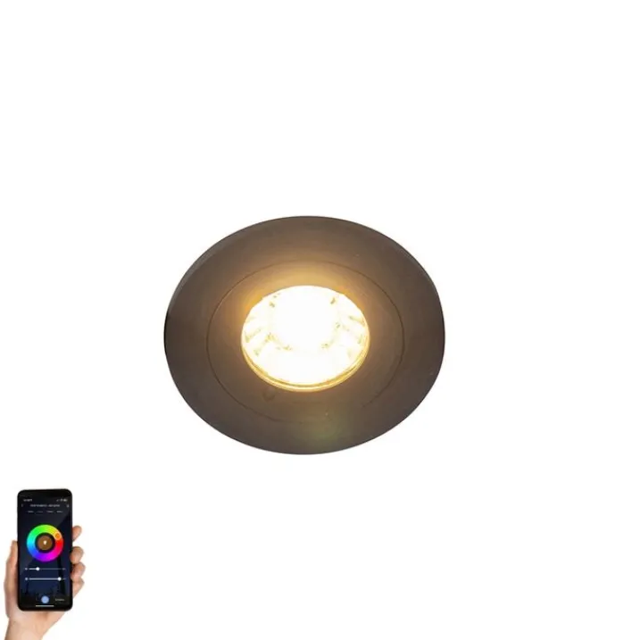 QAZQA Gartenbeleuchtung|Badezimmerlampen*Moderne Smart Einbau Spot schwarz inkl. WiFi GU10 IP54 - Xena Round
