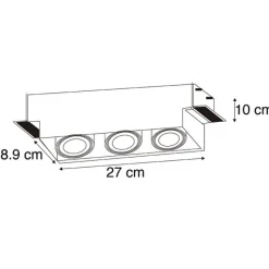 QAZQA Smarte Einbaustrahlers|Smarte Spots*Moderne Smart Einbau Spot schwarz trimmlos inkl. 3 GU10 Wifi - Oneon 3
