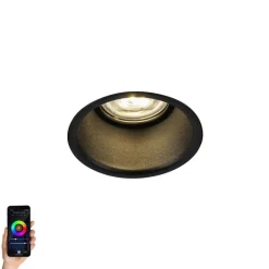 QAZQA Smarte Einbaustrahlers|Smarte Spots*Moderne Smart Einbau Spot schwarz inkl. WiFi GU10 - Abt