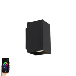 QAZQA Schlafzimmerlampen|Küchenlampen*Moderne Smart Wandleuchte schwarz inkl. 2 WiFi GU10 - Sandy