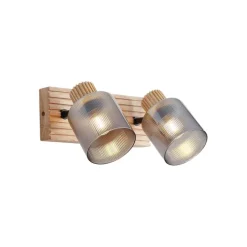 QAZQA Deckenstrahler|Aufbaustrahler*Moderne spot hout met smoke glas 2-lichts draai- en kantelbaar - Gracy