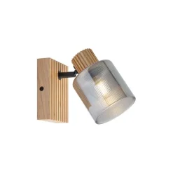 QAZQA Wandleuchten|Esszimmerlampen*Moderne spot hout met smoke glas draai- en kantelbaar - Gracy