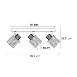 QAZQA Deckenstrahler|Aufbaustrahler*Moderne spot hout met smoke glas 3-lichts draai- en kantelbaar - Gracy