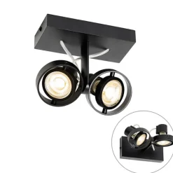 QAZQA Deckenstrahler|Aufbaustrahler*Moderne Spot schwarz 2-Licht - Master 50