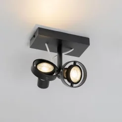 QAZQA Deckenstrahler|Aufbaustrahler*Moderne Spot schwarz 2-Licht - Master 50