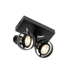 QAZQA Deckenstrahler|Aufbaustrahler*Moderne Spot schwarz 2-Licht - Master 50
