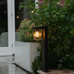 QAZQA Gartenbeleuchtung|Stehlampen Außen*Moderne stehende Außenleuchte schwarz 60 cm IP54 - Chimay