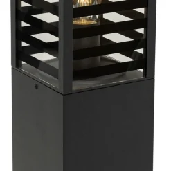 QAZQA Gartenbeleuchtung|Stehlampen Außen*Moderne stehende Außenleuchte schwarz mit Rauch 80 cm IP44 - Reims