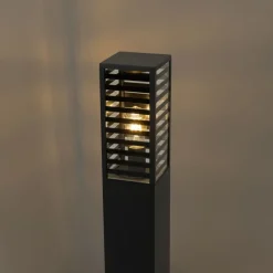 QAZQA Gartenbeleuchtung|Stehlampen Außen*Moderne stehende Außenleuchte schwarz mit Rauch 80 cm IP44 - Reims