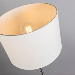 QAZQA Stehlampen|Wohnzimmerlampen*Moderne Stehlampe aus Stahl mit weißem Schirm - VT