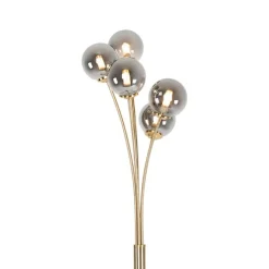 QAZQA Schlafzimmerlampen|Küchenlampen*Moderne Stehlampe Gold 5-Licht mit Rauchglas - Athen