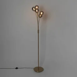 QAZQA Schlafzimmerlampen|Küchenlampen*Moderne Stehlampe Gold 5-Licht mit Rauchglas - Athen