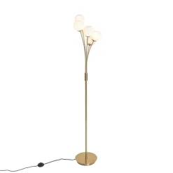 QAZQA Schlafzimmerlampen|Küchenlampen*Moderne Stehlampe gold mit Opalglas 5-flammig - Athens
