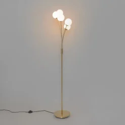 QAZQA Schlafzimmerlampen|Küchenlampen*Moderne Stehlampe gold mit Opalglas 5-flammig - Athens