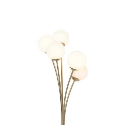 QAZQA Schlafzimmerlampen|Küchenlampen*Moderne Stehlampe gold mit Opalglas 5-flammig - Athens