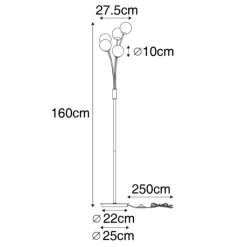 QAZQA Schlafzimmerlampen|Küchenlampen*Moderne Stehlampe gold mit Opalglas 5-flammig - Athens