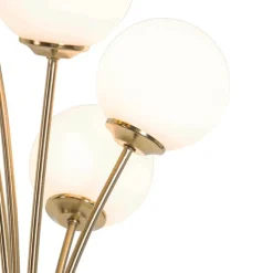 QAZQA Schlafzimmerlampen|Küchenlampen*Moderne Stehlampe gold mit Opalglas 5-flammig - Athens