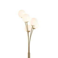 QAZQA Schlafzimmerlampen|Küchenlampen*Moderne Stehlampe gold mit Opalglas 5-flammig - Athens