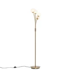 QAZQA Schlafzimmerlampen|Küchenlampen*Moderne Stehlampe gold mit Opalglas 5-flammig - Athens