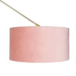 QAZQA Stehlampen|Wohnzimmerlampen*Moderne Stehlampe Gold Samtschirm Rosa 50 cm - Editor