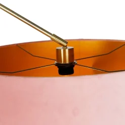 QAZQA Stehlampen|Wohnzimmerlampen*Moderne Stehlampe Gold Samtschirm Rosa 50 cm - Editor