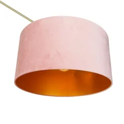 QAZQA Stehlampen|Wohnzimmerlampen*Moderne Stehlampe Gold Samtschirm Rosa 50 cm - Editor