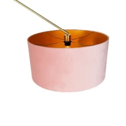 QAZQA Stehlampen|Wohnzimmerlampen*Moderne Stehlampe Gold Samtschirm Rosa 50 cm - Editor