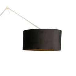 QAZQA Stehlampen|Wohnzimmerlampen*Moderne Stehlampe Gold Veloursschirm Schwarz 50 cm - Editor