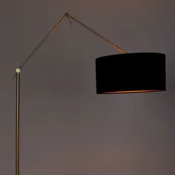 QAZQA Stehlampen|Wohnzimmerlampen*Moderne Stehlampe Gold Veloursschirm Schwarz 50 cm - Editor