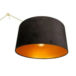 QAZQA Stehlampen|Wohnzimmerlampen*Moderne Stehlampe Gold Veloursschirm Schwarz 50 cm - Editor