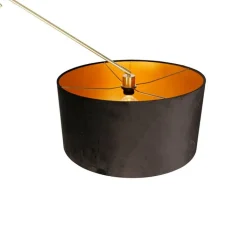 QAZQA Stehlampen|Wohnzimmerlampen*Moderne Stehlampe Gold Veloursschirm Schwarz 50 cm - Editor