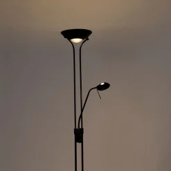 QAZQA Led-Stehlampen|Stehlampen*Moderne Stehlampe schwarz mit Leselampe inkl. LED dunkel bis warm - Diva