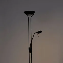 QAZQA Led-Stehlampen|Stehlampen*Moderne Stehlampe schwarz mit Leselampe inkl. LED dunkel bis warm - Diva