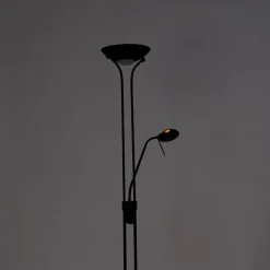 QAZQA Led-Stehlampen|Stehlampen*Moderne Stehlampe schwarz mit Leselampe inkl. LED dunkel bis warm - Diva