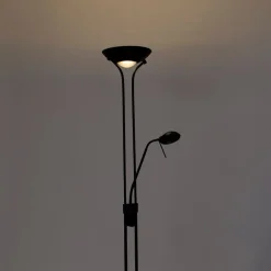 QAZQA Led-Stehlampen|Stehlampen*Moderne Stehlampe schwarz mit Leselampe inkl. LED dunkel bis warm - Diva