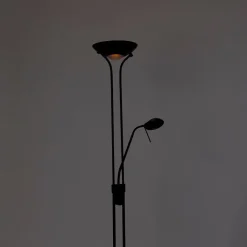 QAZQA Led-Stehlampen|Stehlampen*Moderne Stehlampe schwarz mit Leselampe inkl. LED dunkel bis warm - Diva