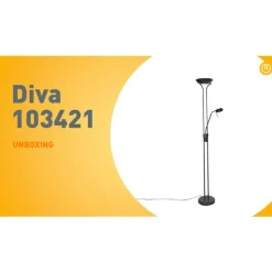 QAZQA Led-Stehlampen|Stehlampen*Moderne Stehlampe schwarz mit Leselampe inkl. LED dunkel bis warm - Diva