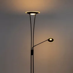 QAZQA Lampen Für Dein Homeoffice|Led-Stehlampen*Moderne Stehlampe schwarz inkl. LED mit Lesearm - Ibiza