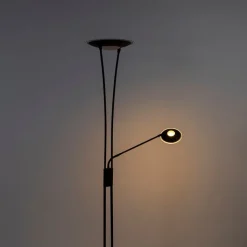 QAZQA Lampen Für Dein Homeoffice|Led-Stehlampen*Moderne Stehlampe schwarz inkl. LED mit Lesearm - Ibiza